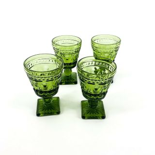 Vintage Green Mini Goblet Glasses Set Of 4