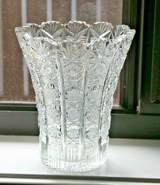 Bohemian Hand - Cut 24 Lead Crystal Glass Vase Star Pattern