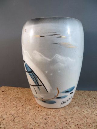 Vintage Mid - Century Modern Sascha Brastoff Alaska Vase Igloo California Pottery 2