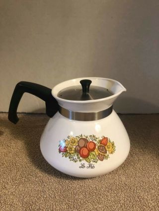Vintage Corning Ware Spice Of Life Le The 6 - Cup Coffee Teapot P - 104 W Lid 1970