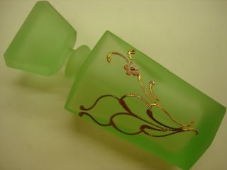 Old Green Glass Perfume Bottle Hand Painted Made In Italy Kb Sticker