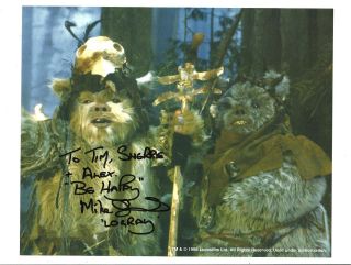 Signed Mike Edmonds 8x10 " Star Wars Return Of The Jedi - Autographed Ewok Logray