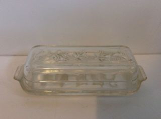Vintage Hazel Atlas Clear Glass Stick Butter Dish With Embossed Ivy Vine
