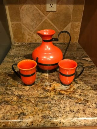 Gladding Mcbean El Patio Carafe Pitcher And Two Cups