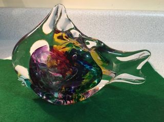 Jim Karg Signed Burst of Color Art Glass Fish, 2