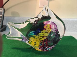 Jim Karg Signed Burst of Color Art Glass Fish, 3