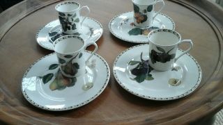 8 VINTAGE QUEENS HOOKERS FRUIT FINE BONE CHINA 8.  5 lunch plates coffee tea mugs 2