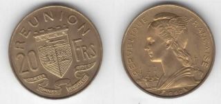 Reunion – 20 Franc Unc Coin 1962 Year Km 11