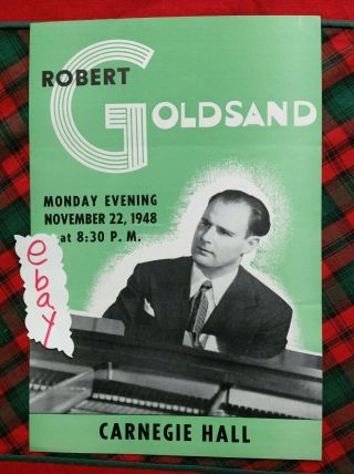 1948 Robert Goldsand Pianist Carnegie Hall Flyer York City Box D Handbill