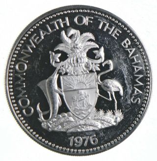 Silver - World Coin - 1976 The Bahamas 5 Dollars - World Silver Coin 693