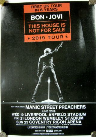 Bon Jovi Concert Poster This House Is Not Uk Tour 2019 / 18x13 In
