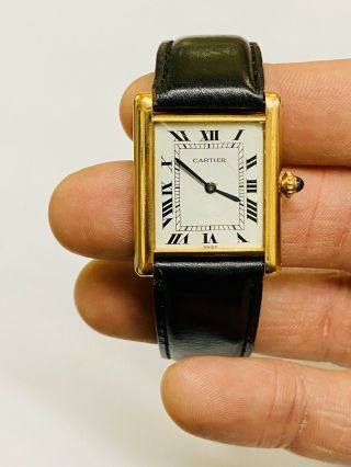 Cartier Quartz Tank Louis Watch Solid 18k Yellow Gold Battery