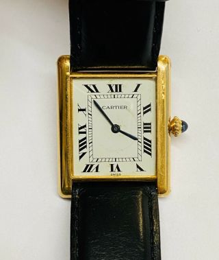 Cartier Quartz Tank Louis Watch solid 18K Yellow Gold battery 2