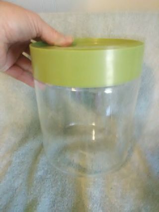 8 Inch Tall Pyrex Glass Kitchen Canister With Green Plastic Lid