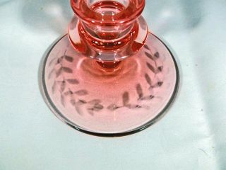 2 Vintage Pink Depression Glass Candlestick Holders,  Wheel Cut 3