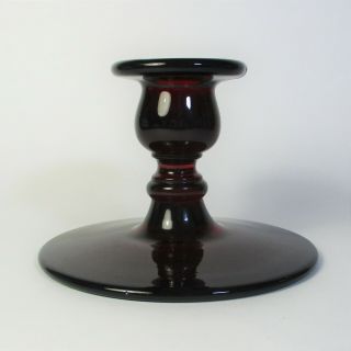 Ruby Red Glass Single Light Candlestick Candle Holder 3 1/4 "