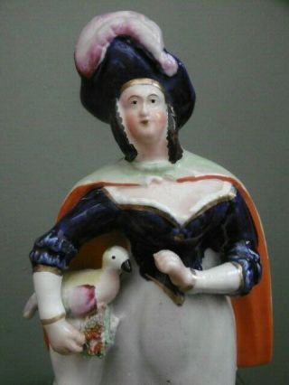 19thc Staffordshire Figure Of A Female With Bird C.  1870