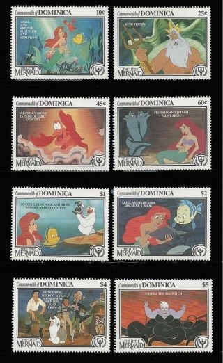 Dominica Disney Little Mermaid Set Of 8 Stamps & 2 Souvenir Sheets - Stuart Katz