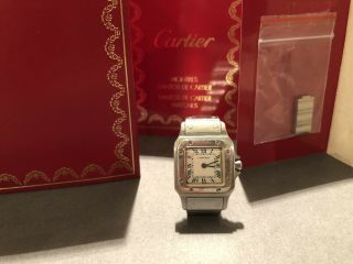 Vintage 1997 Cartier Santos Galbee Stainless Steel Watch Ladies Luxury 24mm