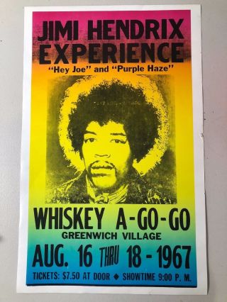 Jimi Hendrix Experience - Whiskey A - Go - Go - Aug 16 - 18,  1967 (35.  5x56cm)