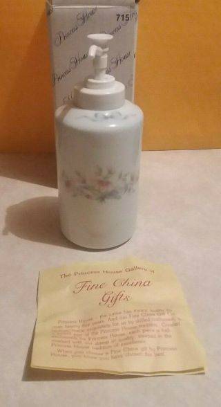 1989 Princess House Porcelain Floral Ribbon Soap Lotion Dispenser  715