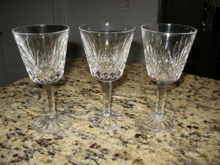 3 Waterford Signed Ireland Crystal Lismore 5 3/4 " Claret Wines Perfect