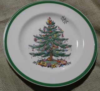 Set Of 4 Spode Christmas Tree Dinner Plates Euc