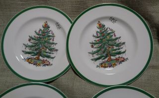 Set of 4 Spode Christmas Tree Dinner Plates EUC 2