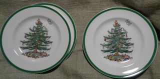 Set of 4 Spode Christmas Tree Dinner Plates EUC 3