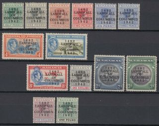 Bahamas 1942 Landfall Of Columbus Set Of 14 Mnh Stamps,  King George Vi