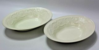 Pair Wedgwood Of Etruria & Barlaston Patrician White Serving Bowls England Oval