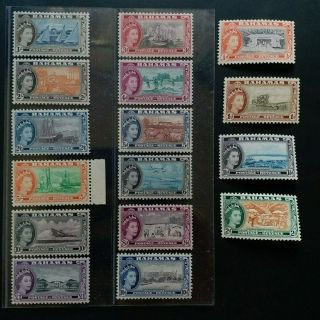 Bahamas 1954 Qe Ii 1/2d To £1 Sg 201 - 216 Sc 158 - 173 Pictorial Set 16 Mnh