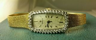 Vintage 14k Diamond (. 50tcw - 1.  00tcw) Omega Fancy Ladies Dress Watch Rare Size