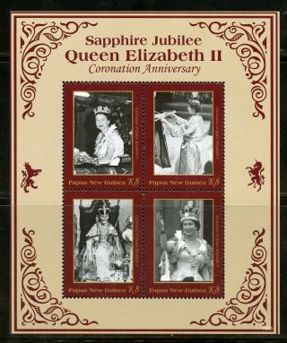 Papua Guinea 2018 Sapphire Jubilee Of Queen Elizabeth Ii Sheet Nh