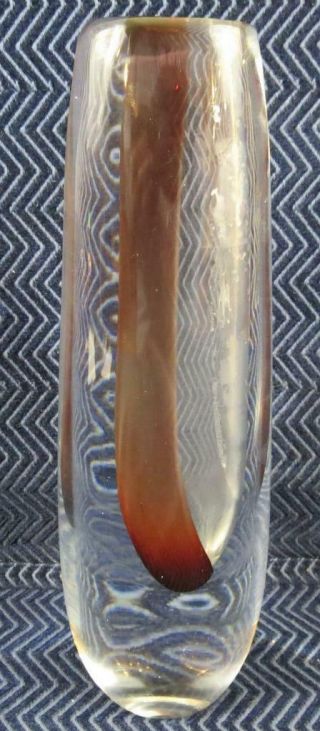 Kosta Vicke Lindstrand Offset Art Glass Vase Lh 1445 - 12” Tall