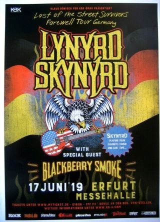 Lynyrd Skynyrd Poster - Last Of The Street Survivors Farewell Tour Germany 18x13