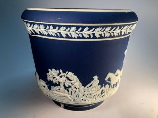 Wedgwood English Blue Jardiniere Large Old Pottery Ceramic Vase