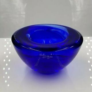 Kosta Boda Art Glass Sweden Cobalt Blue Atoll Bowl Designed By Anna Ehrn 29