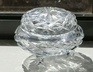 Bohemian Hand - Cut Crystal Glass 3 Footed Bowl/dish W/lid Star Design