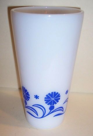Vintage 5 3/16 " Tall Milk Glass Blue Cornflower Tumbler
