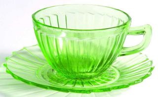 Jeannette Glass Sierra Green Cup & Saucer 2278656