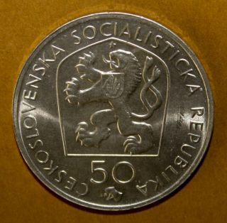 Czechoslovakia 50 Korun 1972 Brilliant Uncirculated Silver Coin - J.  V.  Myslbek 2