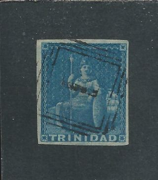 Trinidad 1851 (1d) Blue Fu Sg 3 Cat £65