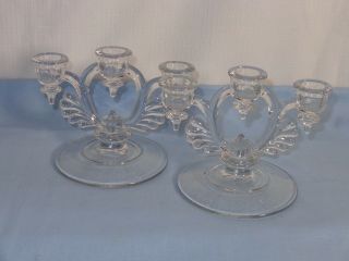 Martinsville Elegant Glass Crystal Moondrops Triple Candle Holders
