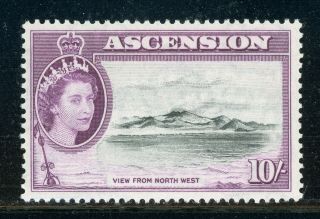 Ascension Mh Selections: Scott 74 10sh Qeii North West View (1956) Cv$55,