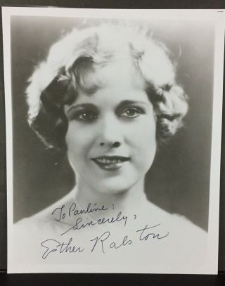 Esther Ralston Autograph 8x10 Bw Signed Photo Silent Film Star Actress