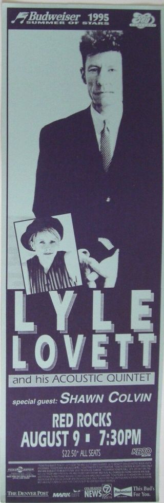 Lyle Lovett & His Acoustic Quintet /shawn Colvin 1995 Denver Concert Tour Poster