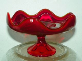 Vintage Viking Ruby Red Footed Pedestal Candy Dish