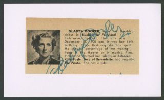 Gladys Cooper (1888 - 1971) Autograph Cut | " My Fair Lady " - Signed