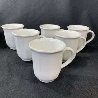 Set Of 6 Pfaltzgraff Heritage White 12 Oz Tall Coffee Cups Or Mugs